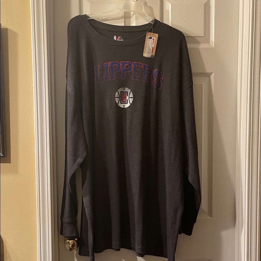 Majestic Black Long Sleeve Tee with Purple and Red Accents